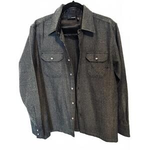 Hurley Men's Medium Gray Button-Up Shirt Jacket, Size Med